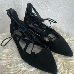 Rockport Total Motion black suede lace up flats